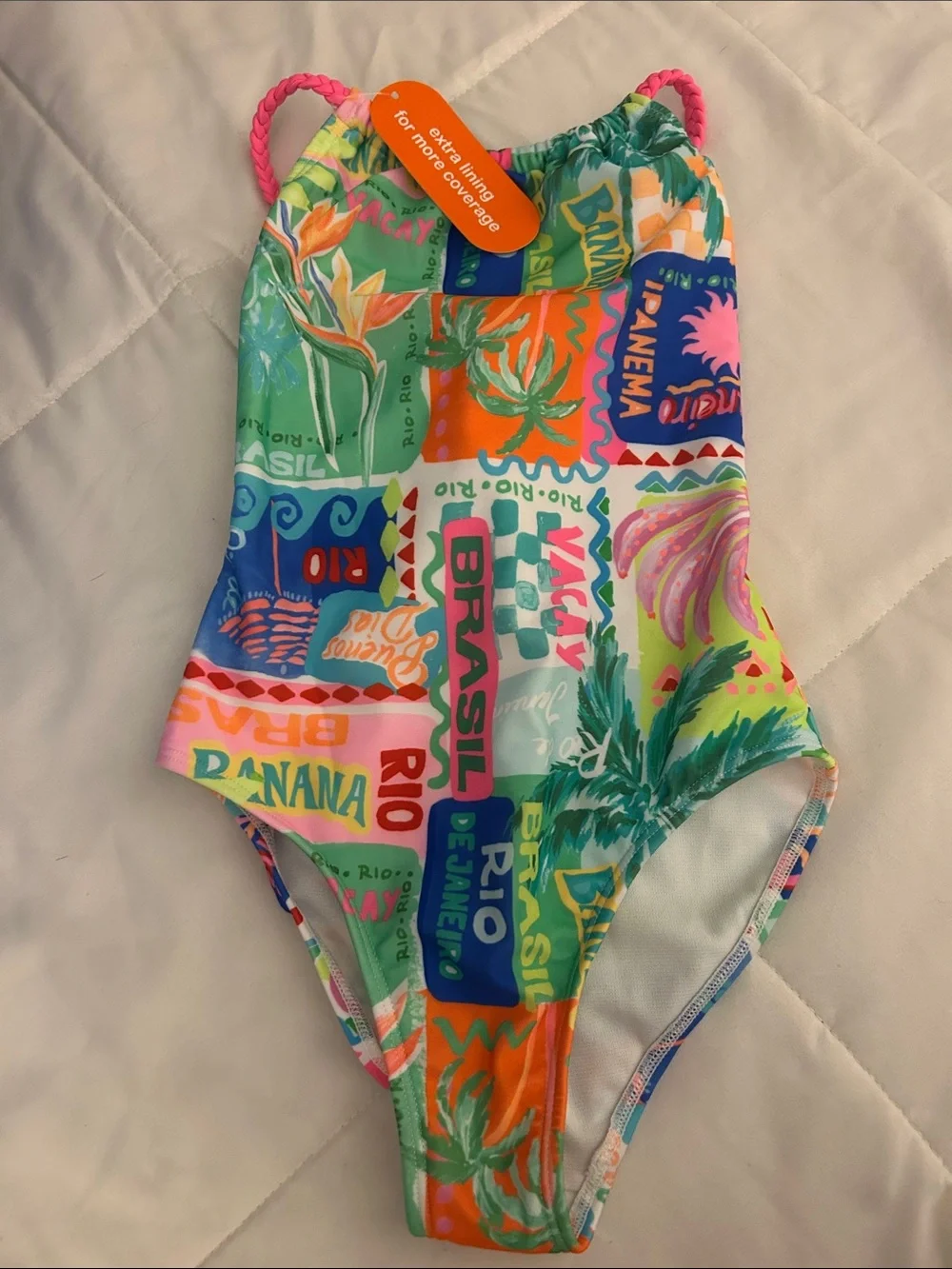 Uniqlo Girls Multicolor Tropical Print One-Piece Swimsuit